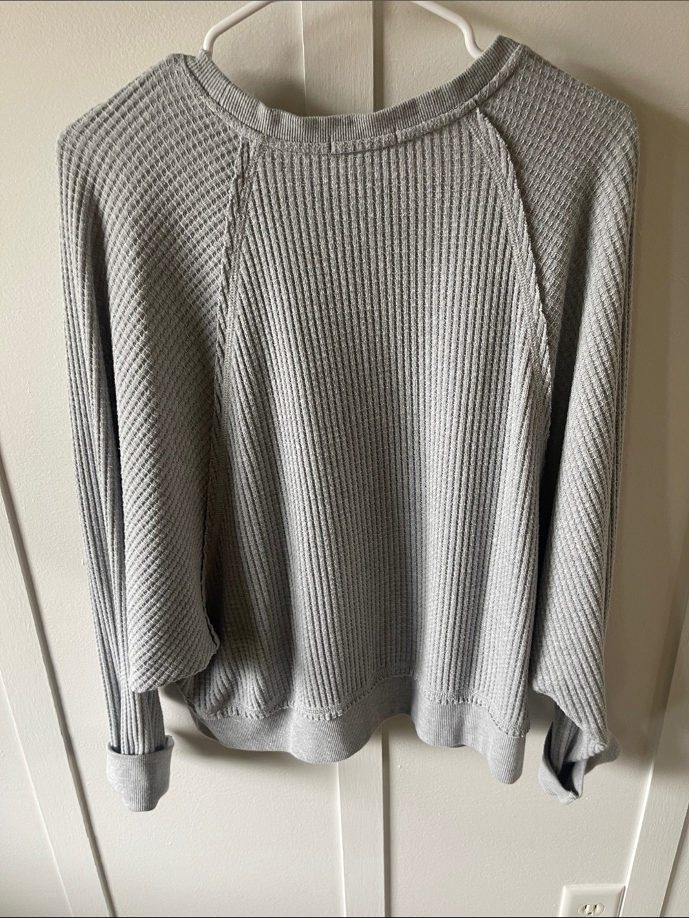 Z Supply Light Gray Waffle Knit Crewneck Sweatshirt - Picture 4 of 4